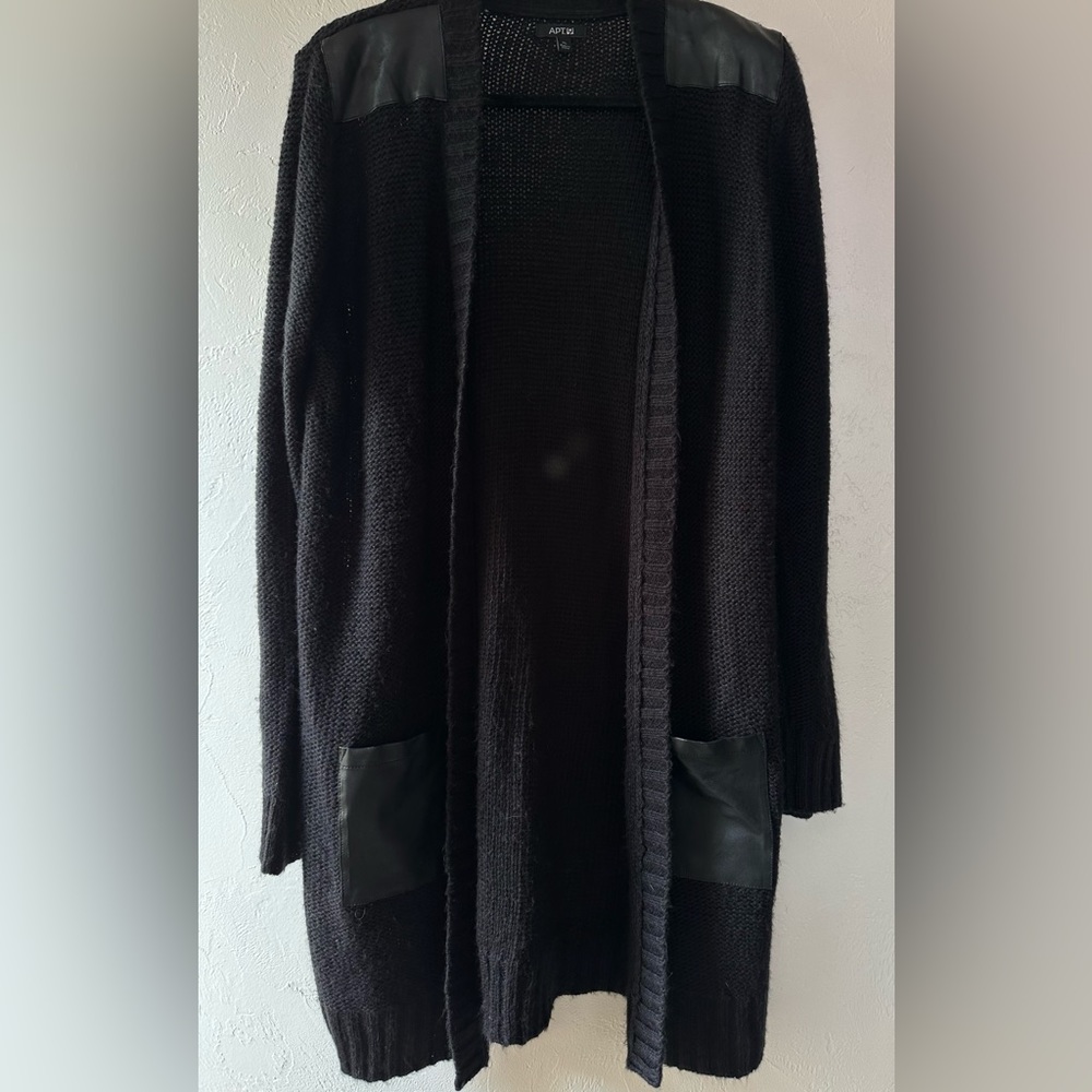 Apt 9 long cardigan with faux leather accents XL